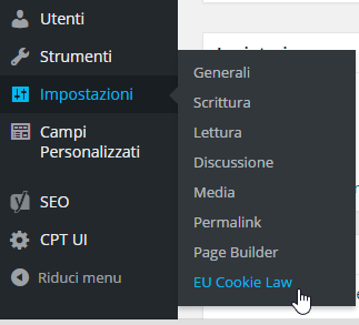 Come aprire la pagina di configurazione della cookie law